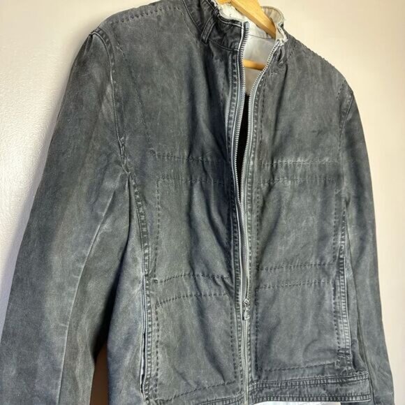 SALE! Men’s Gray Hugo Boss Distressed Zip-Up Jacket Size 40 EUC - Picture 3 of 8